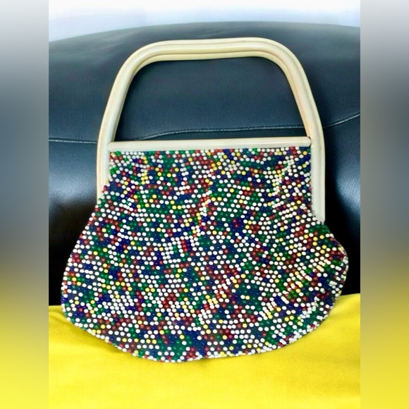 Vintage Rare 1960s Beaded Candy Dot Bag Reversible - Picture 11 of 15